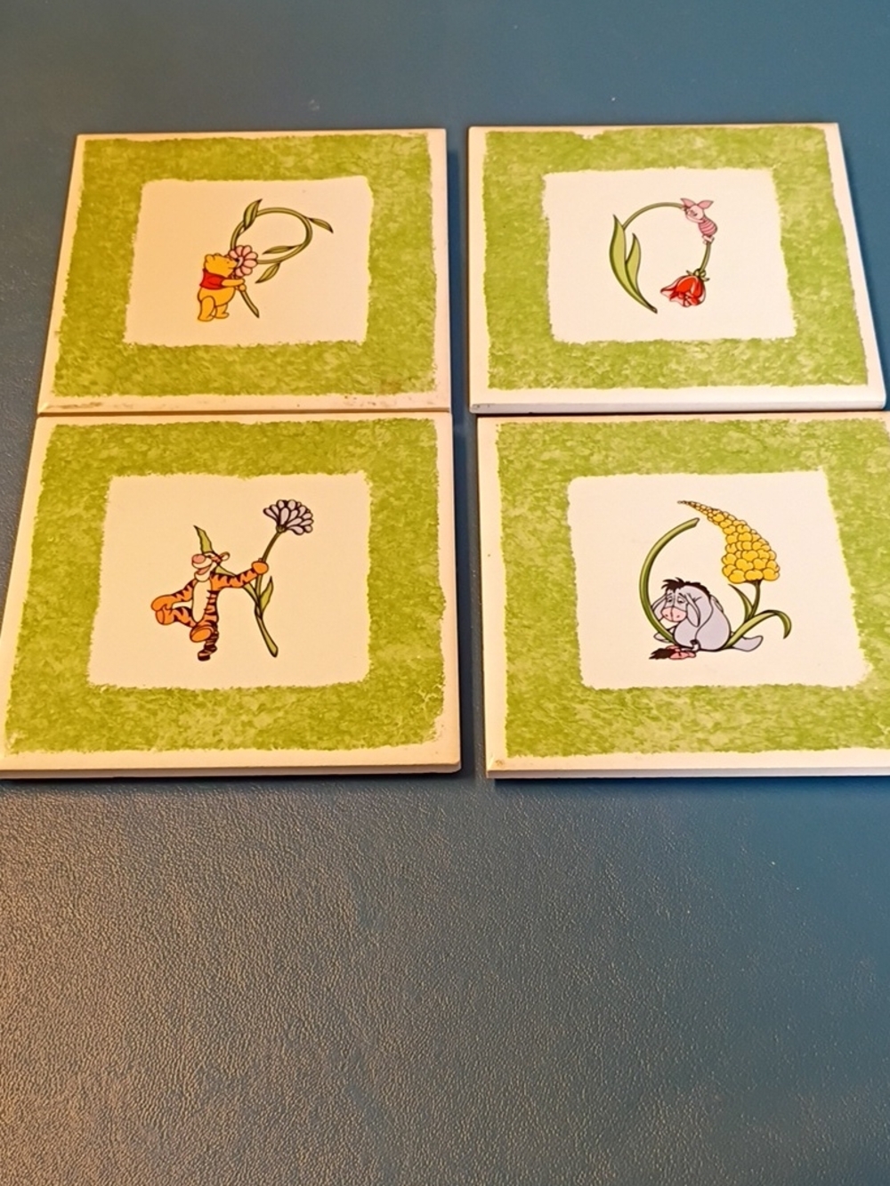 Winnie the Pooh Ceramic Coasters - Green Accent (Set of 4)